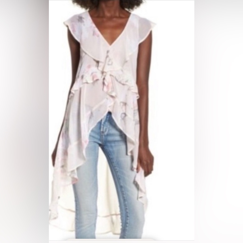 leith pink floral ruffled high low top
